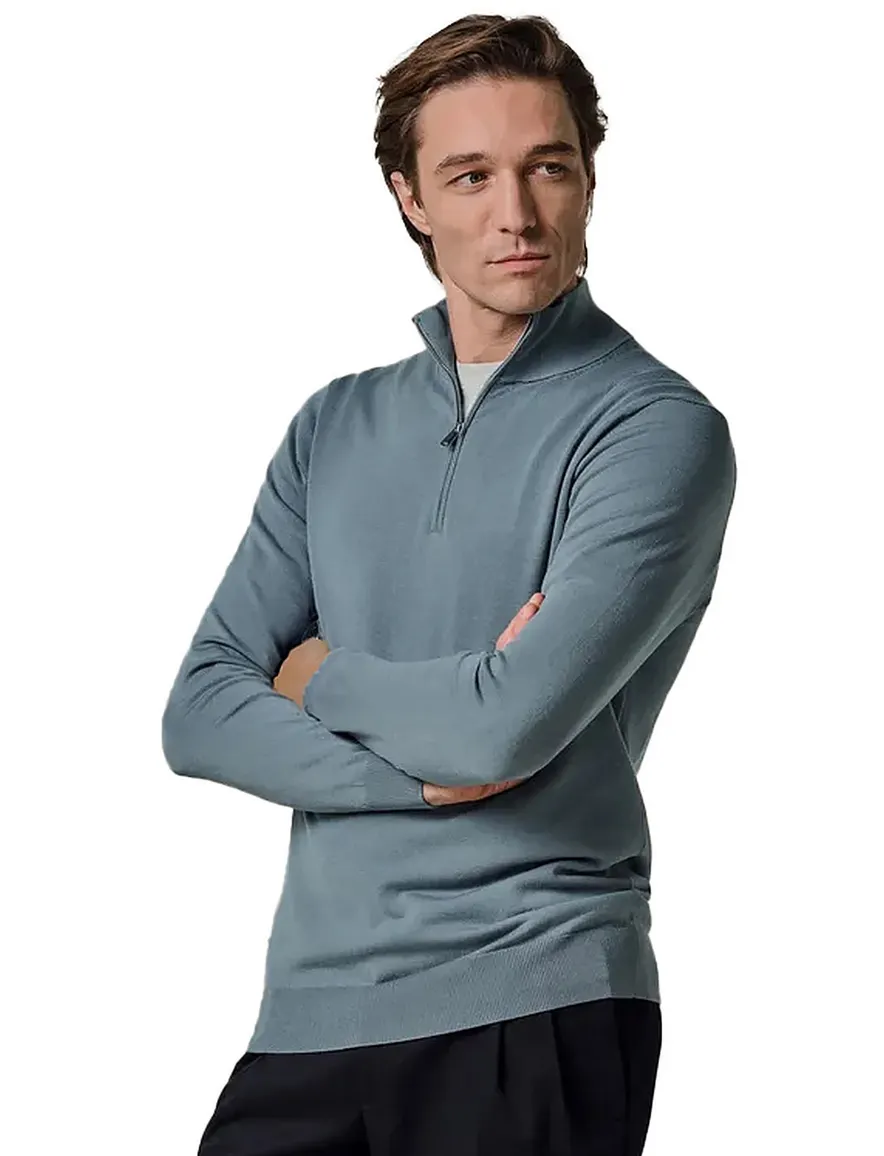 Profuomo half zip trui blauw