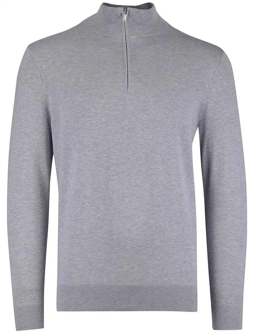 Grijze half zip trui Profuomo gemeleerd