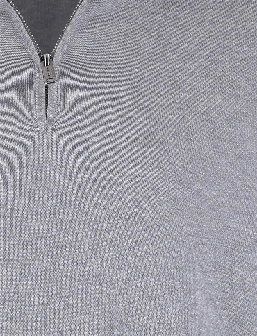Grijze half zip trui Profuomo gemeleerd