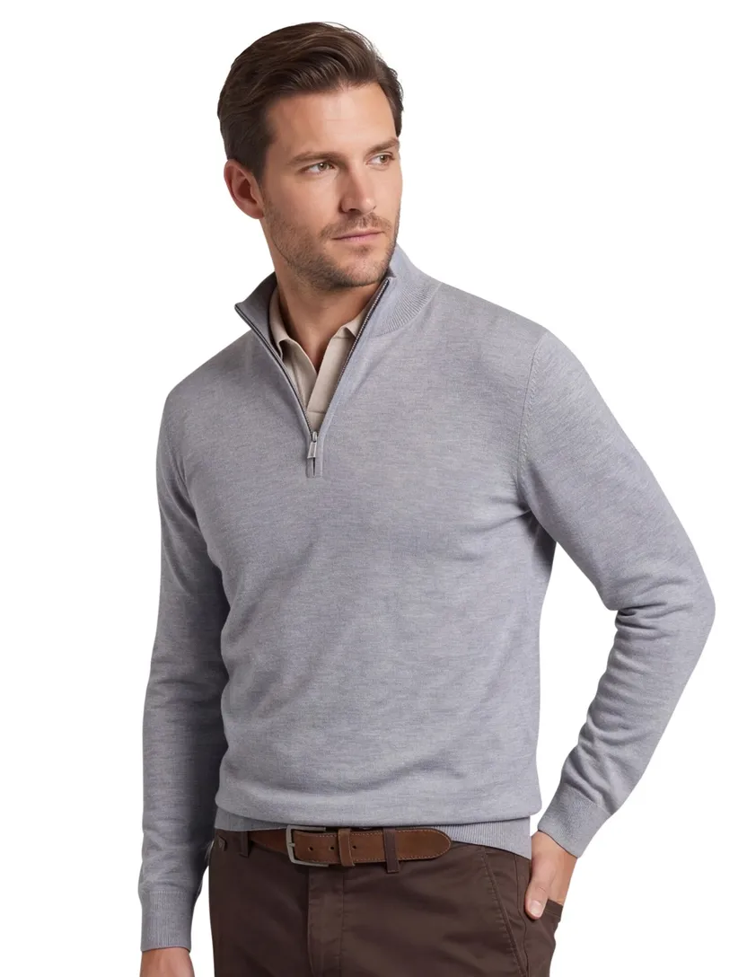 Half zip pullover grijs Profuomo tencel