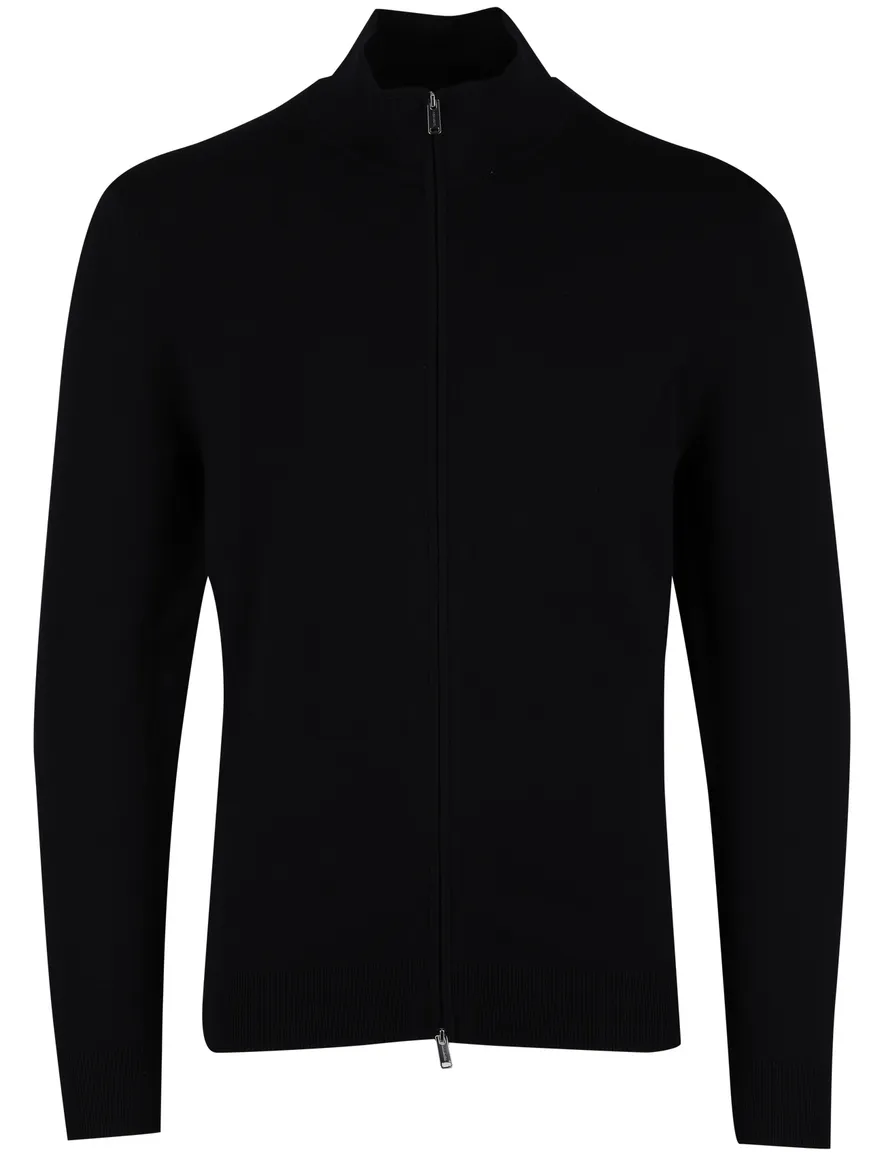 Zwarte Profuomo half zip trui tencel