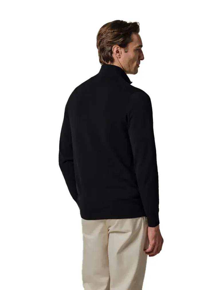 Zwarte Profuomo half zip trui tencel
