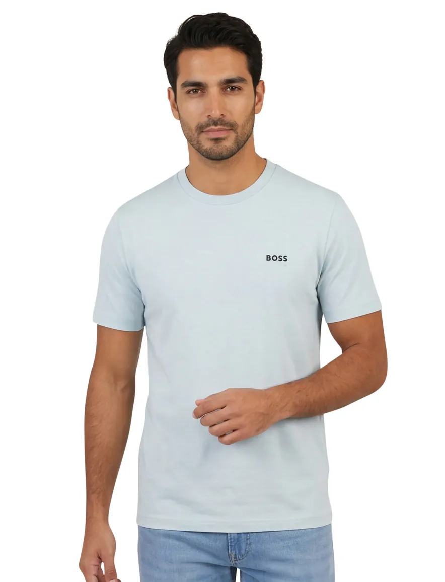 Boss Green tee t-shirt lichtblauw logo katoen