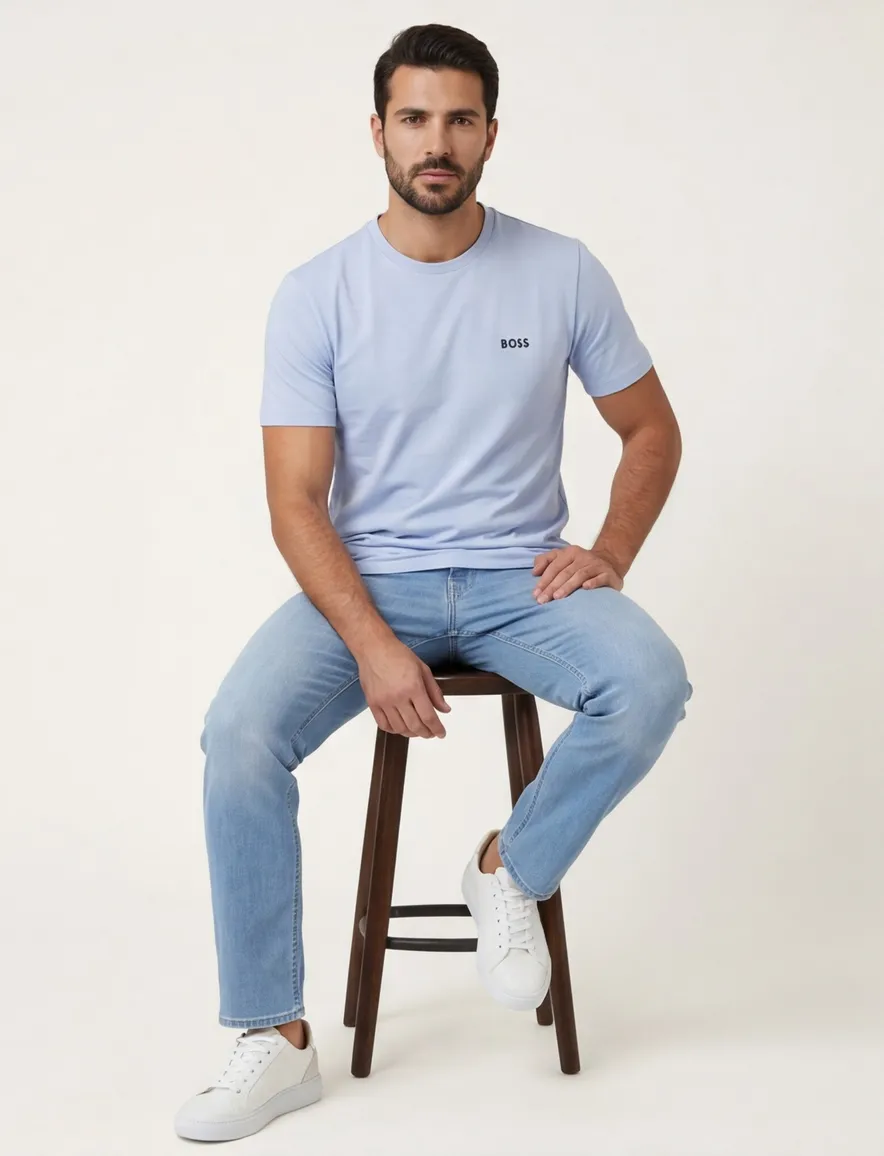 Boss Green lichtblauw t-shirt katoen