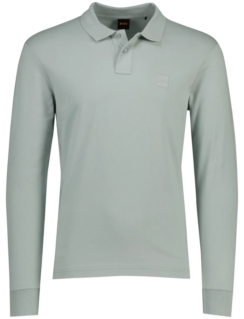 Lichtblauw poloshirt Boss Orange Passerby lange mouwen