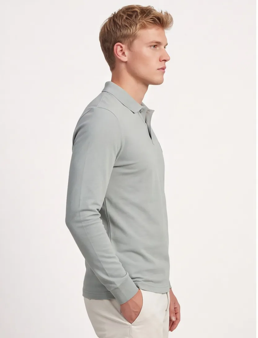 Lichtblauw poloshirt Boss Orange Passerby lange mouwen