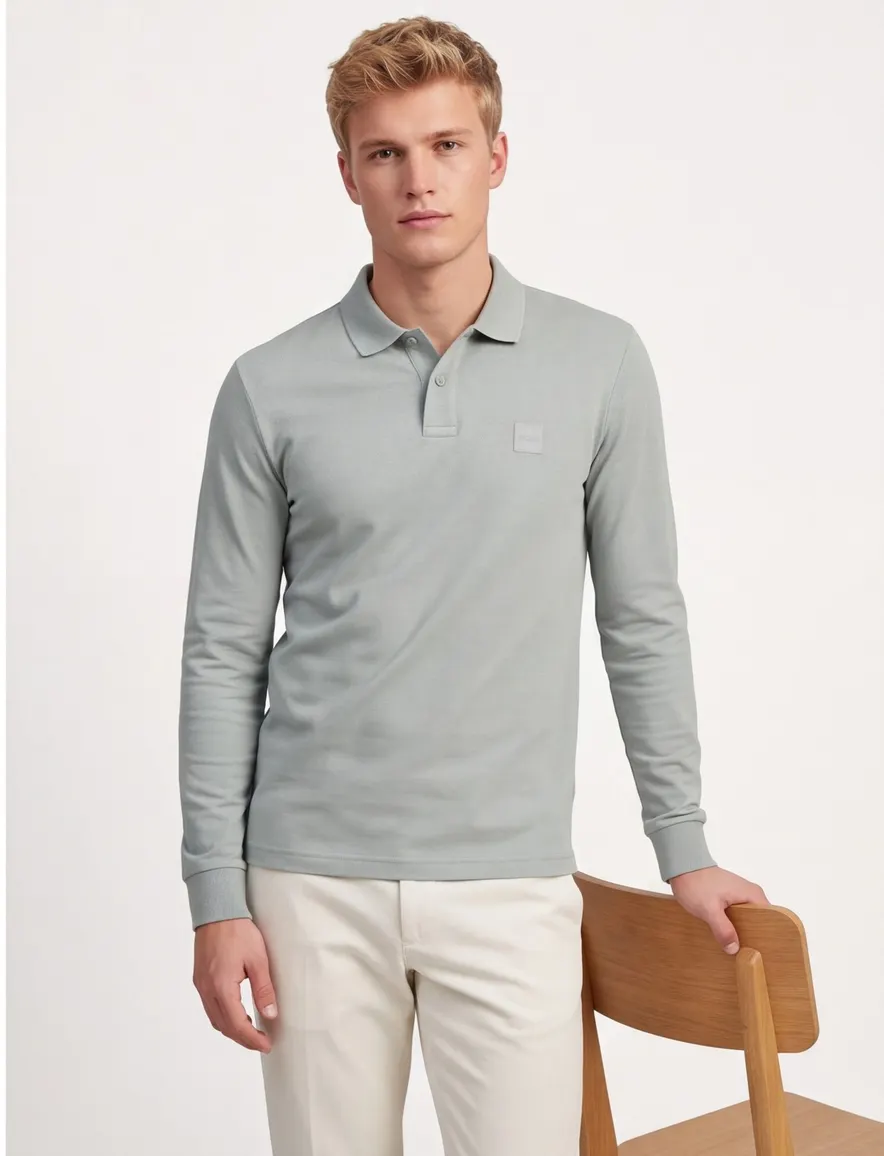 Boss Orange polo lange mouw groen