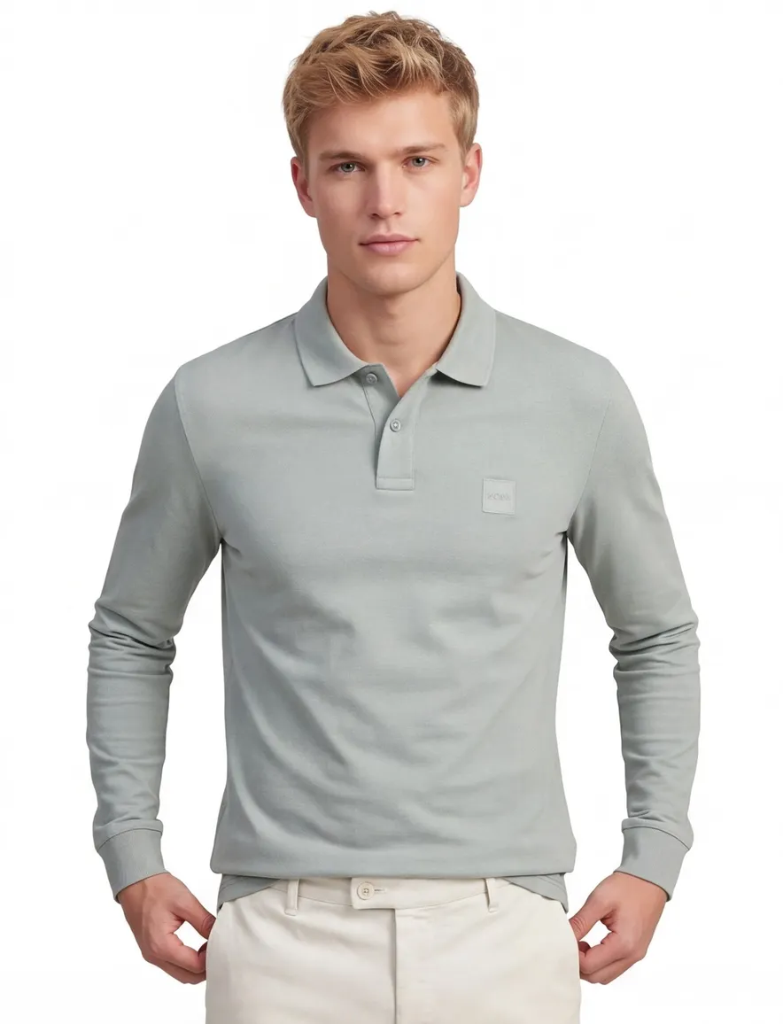 Boss Orange polo lange mouw groen