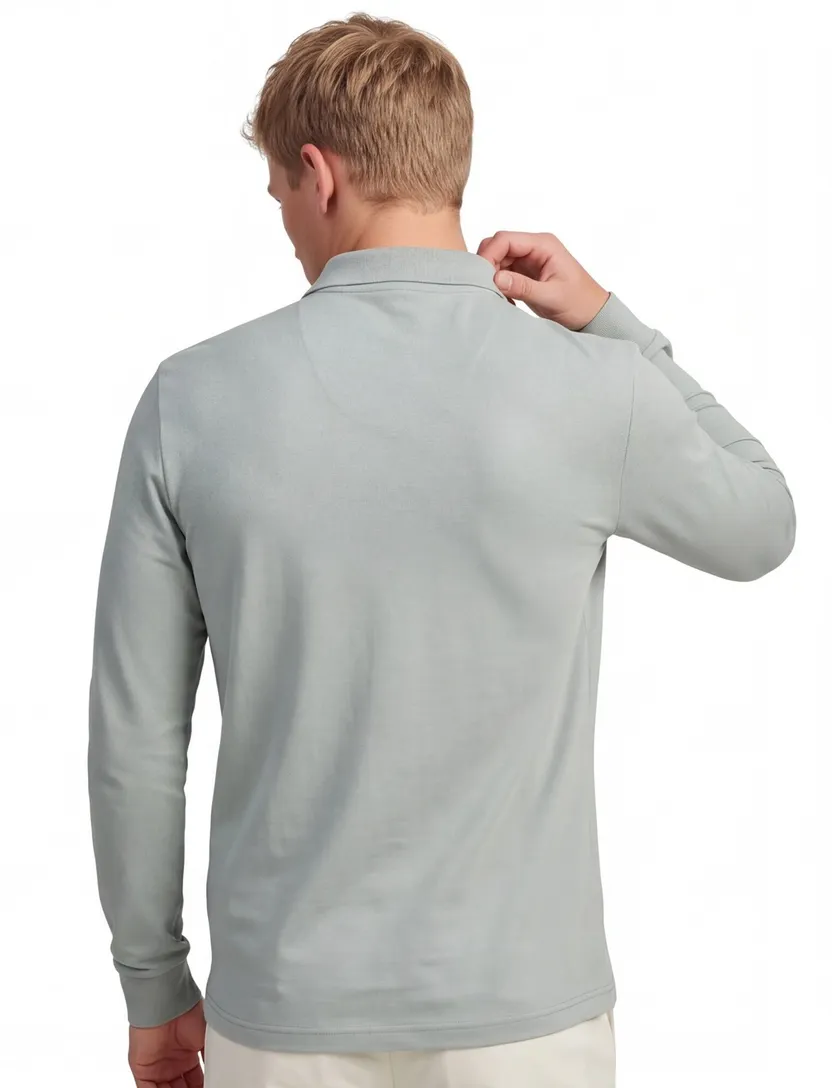 Lichtblauw poloshirt Boss Orange Passerby lange mouwen