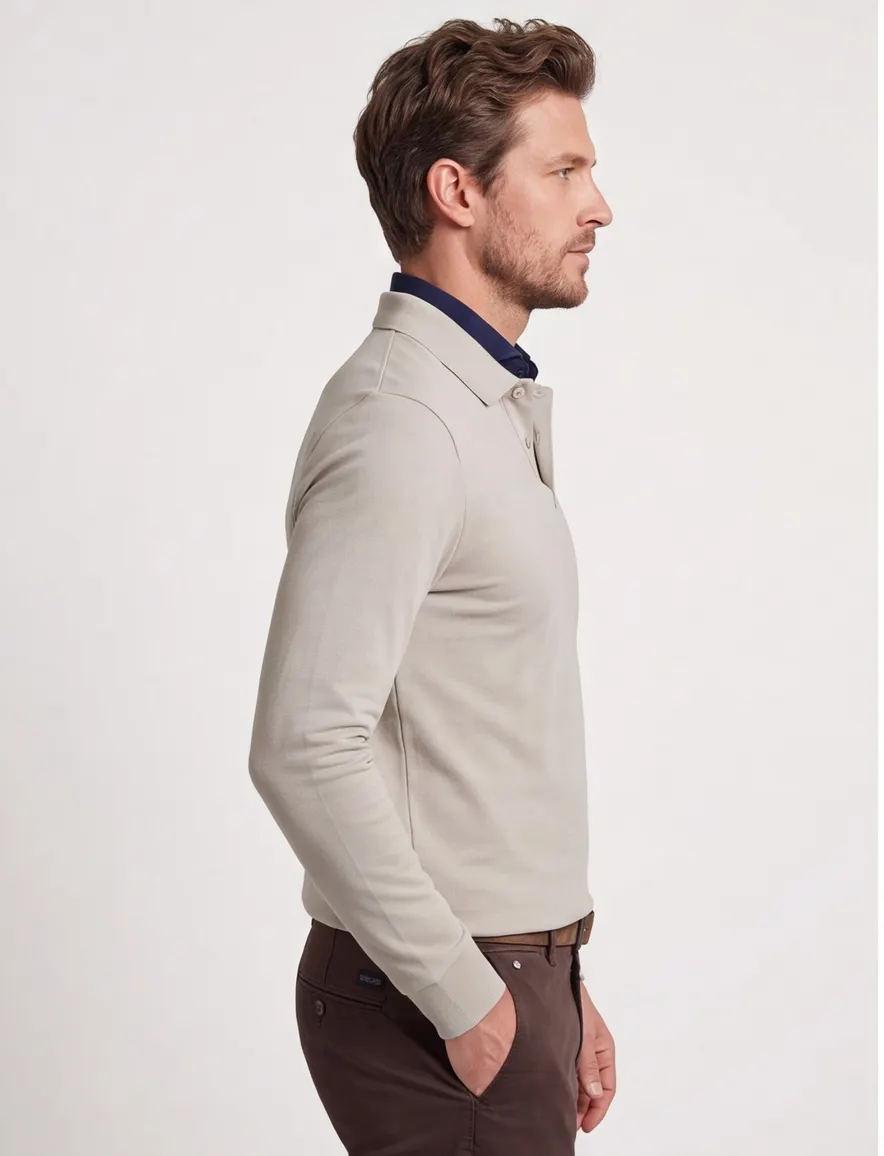 BOSS Orange Passerby polo grijs 2-knoops