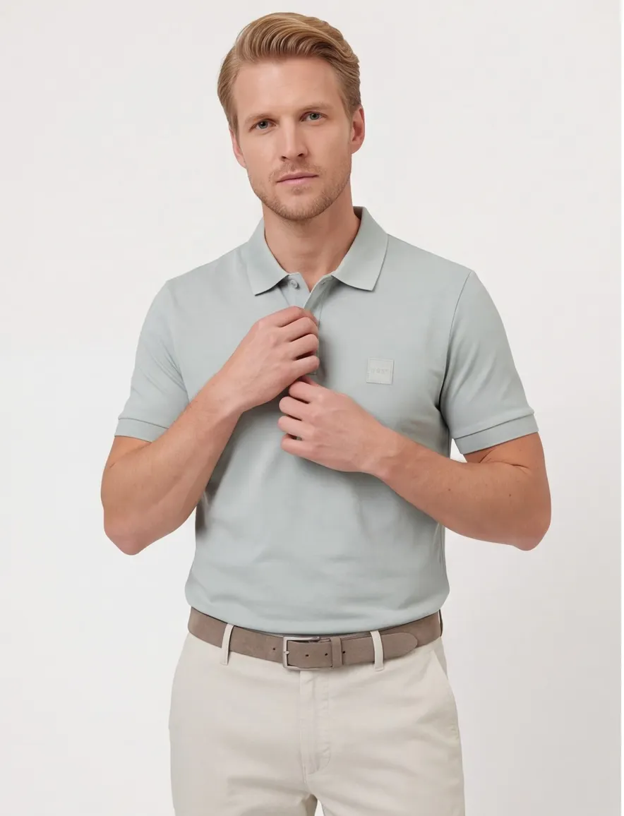 Boss Orange Passenger slim fit poloshirt pique groen