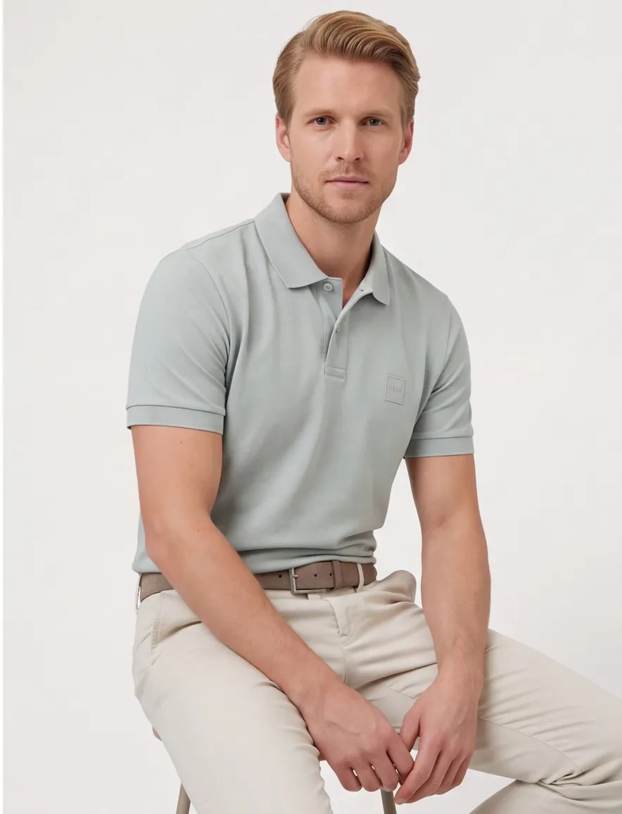 Boss Orange Passenger slim fit poloshirt pique groen