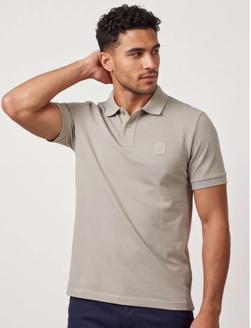 BOSS Orange poloshirt beige pique katoen
