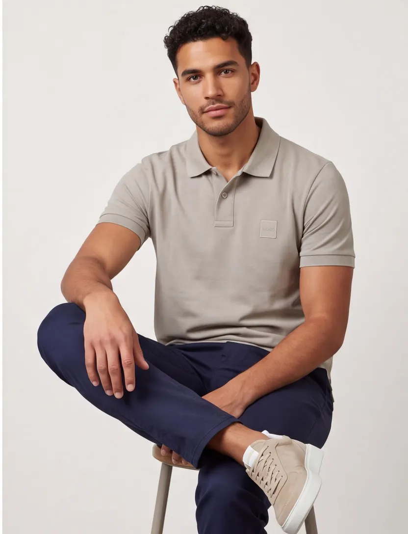 BOSS Orange poloshirt beige pique katoen