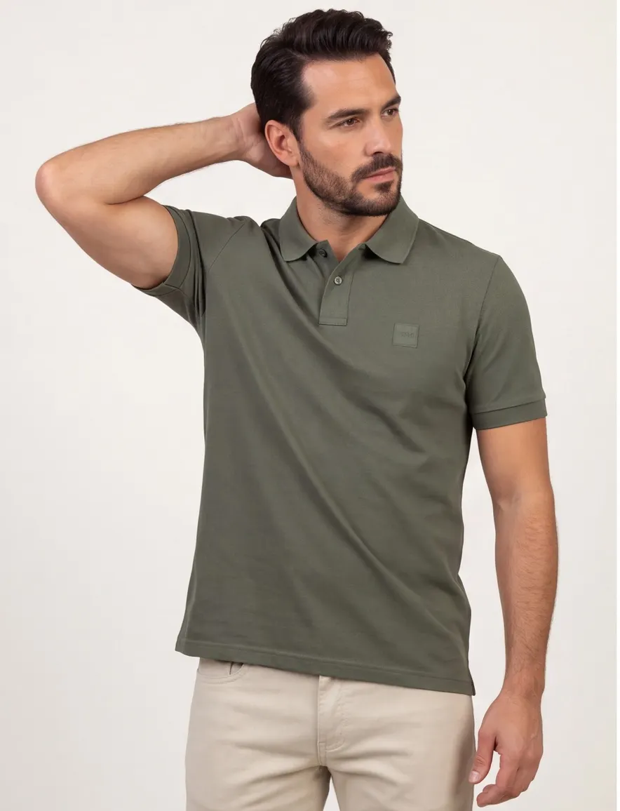 Boss Orange Passenger slim fit poloshirt pique groen