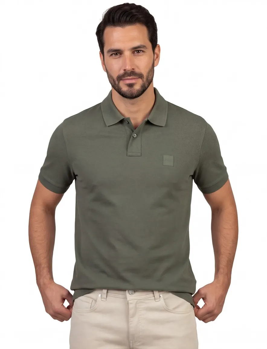 Boss Orange Passenger slim fit poloshirt pique groen