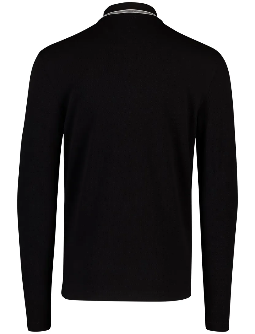 Poloshirt Boss Green Plisy zwart normale fit 3 knoopjes