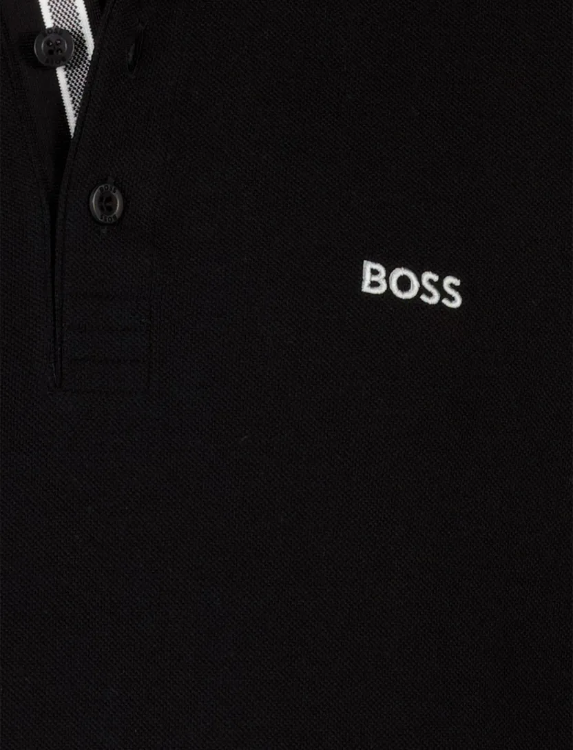 Poloshirt Boss Green Plisy zwart normale fit 3 knoopjes