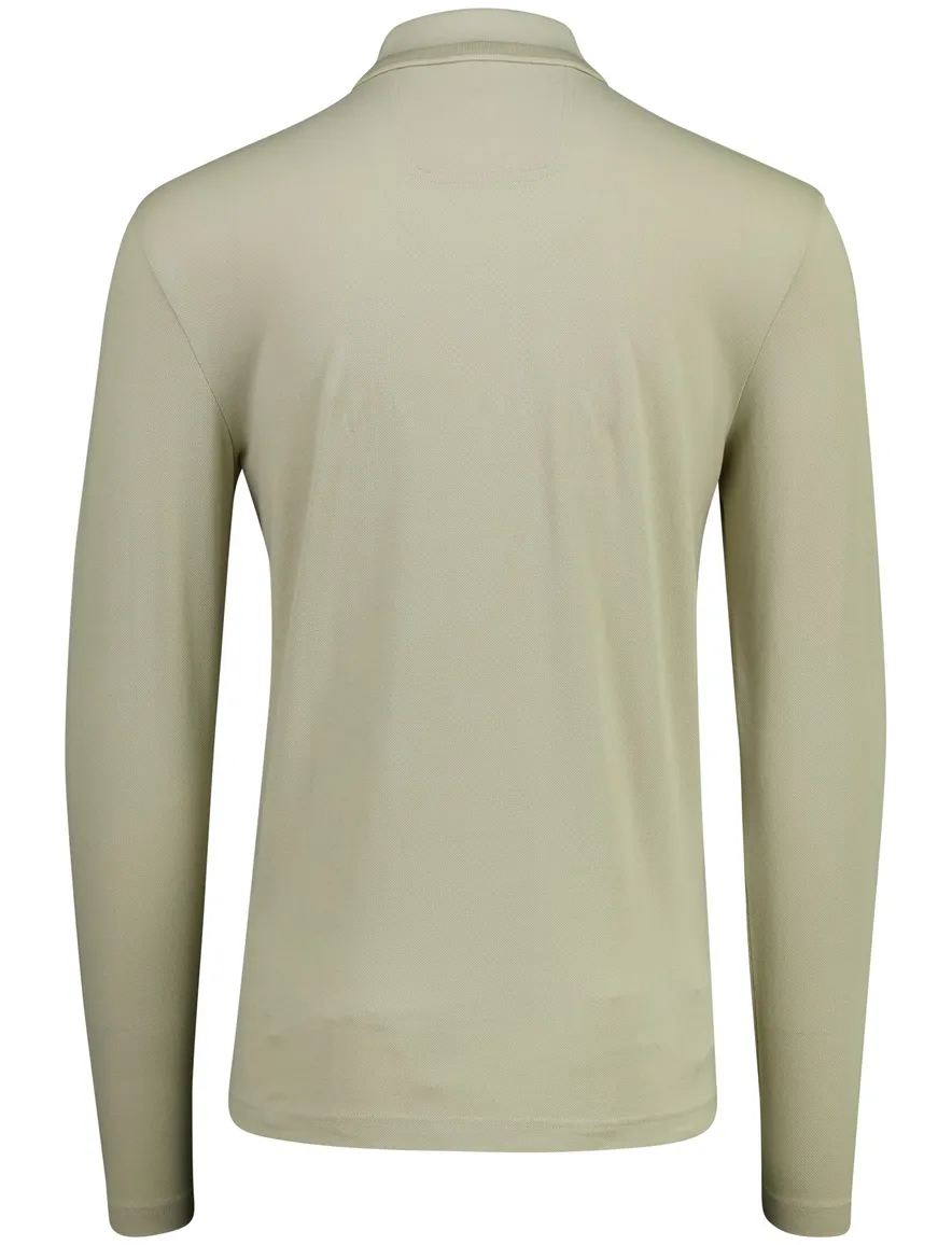 BOSS Green Plisy regular fit poloshirt lange mouw beige