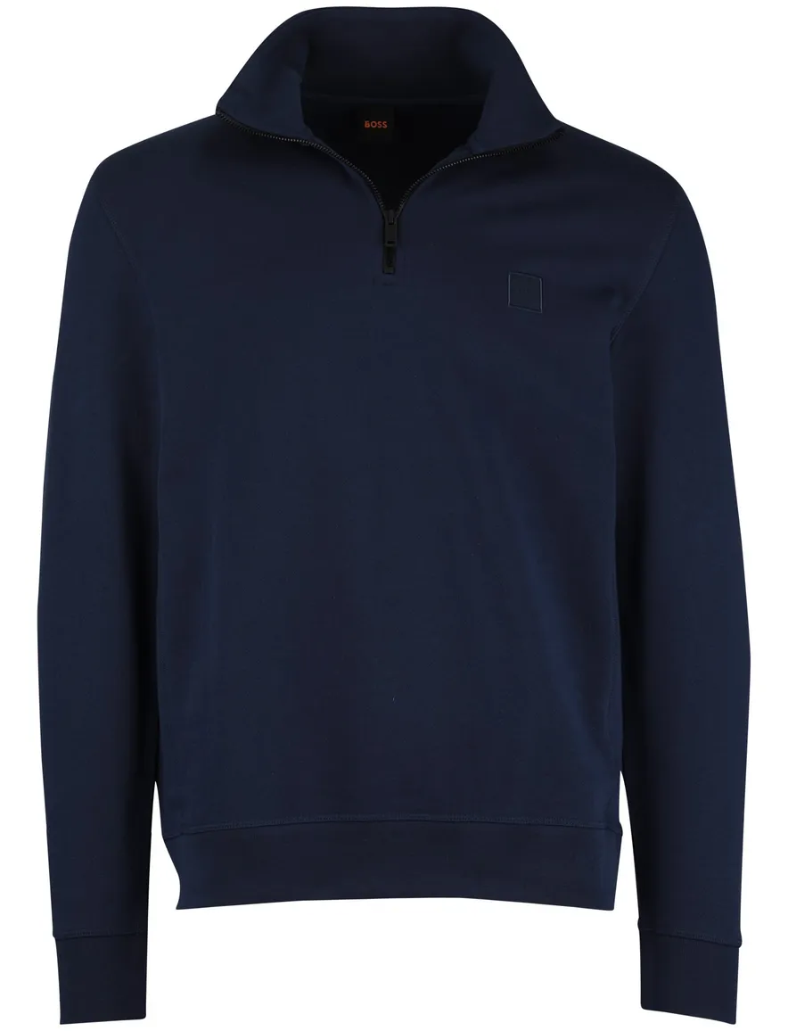 Donkerblauw Boss orange half zip trui