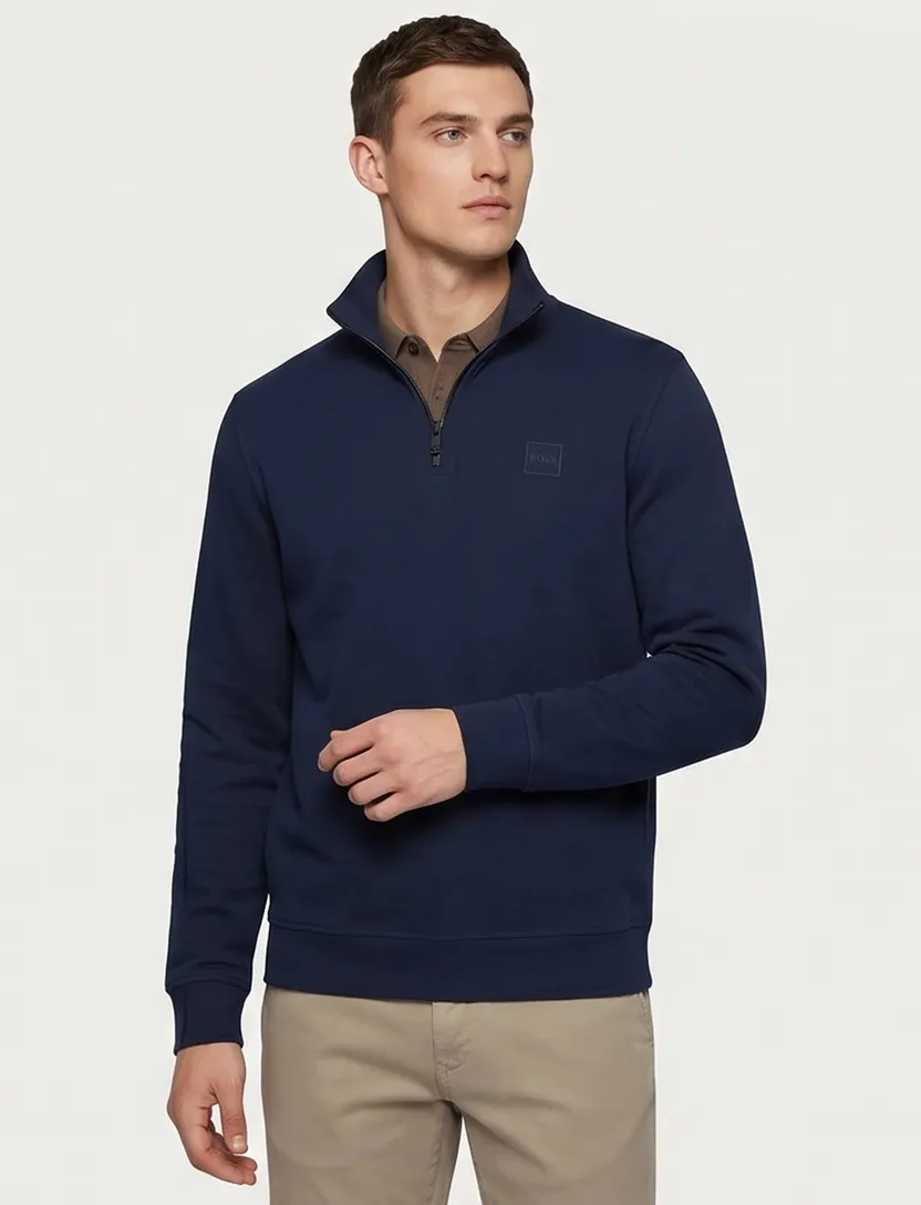 Half zip trui navy Boss orange