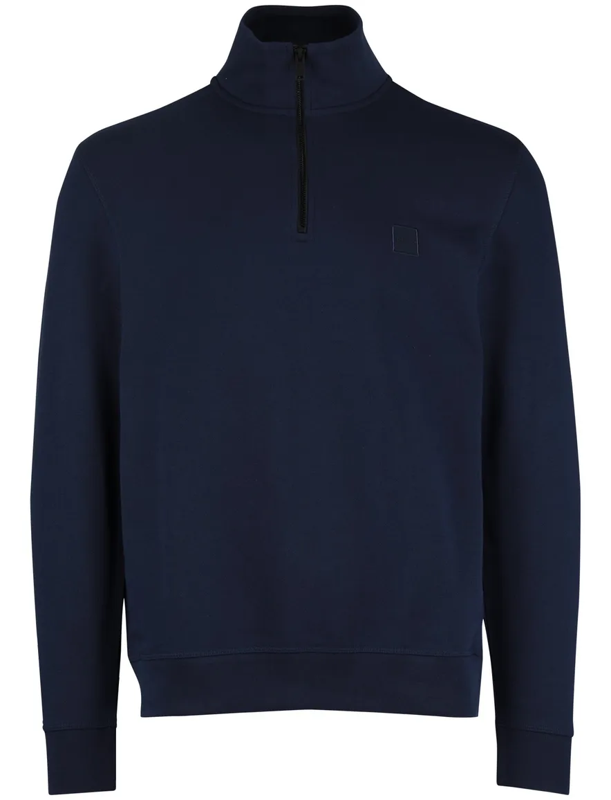 Donkerblauw Boss orange half zip trui