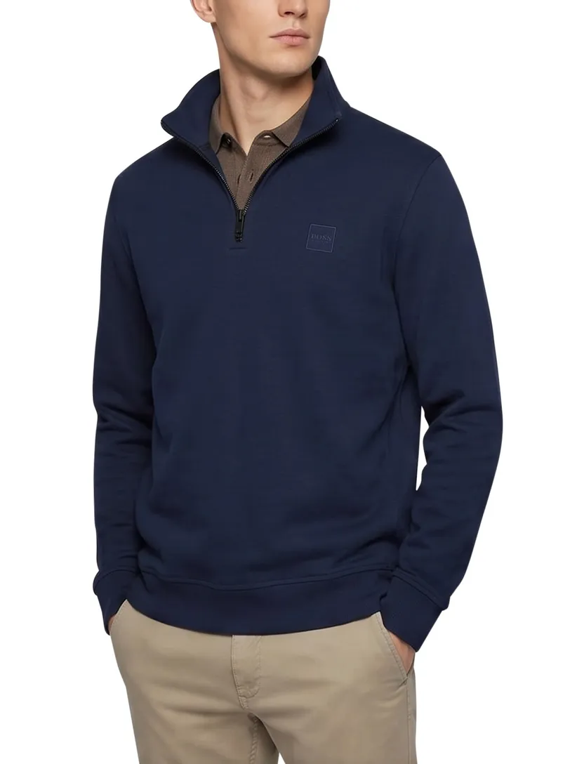 Half zip trui navy Boss orange