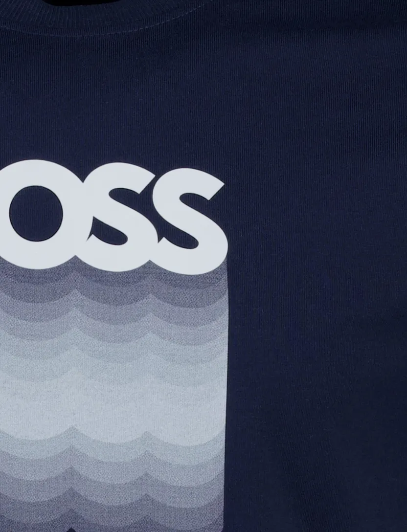 t-shirt donkerblauw Boss Orange Teinsignia opdruk