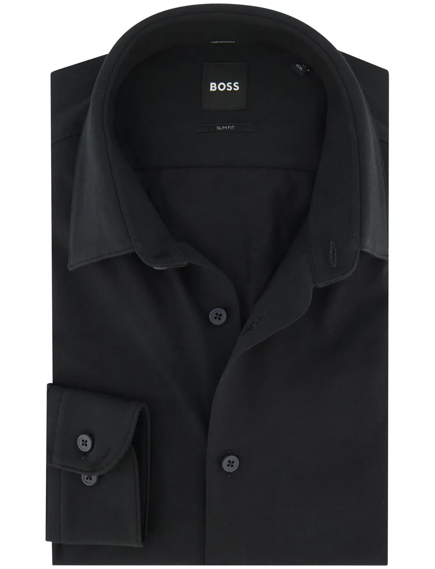 BOSS Black overhemd zwart P-Hank jersey slim fit