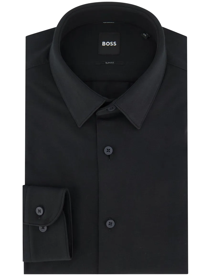 BOSS Black overhemd zwart P-Hank jersey slim fit