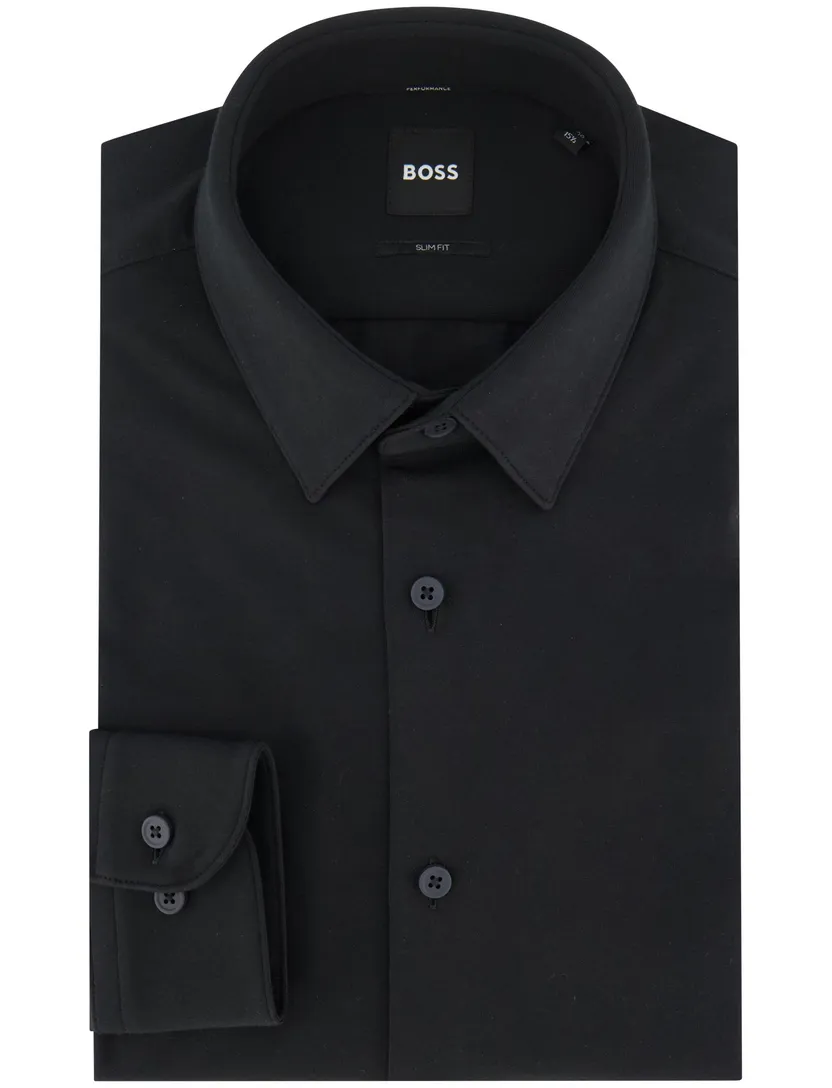 Zwart BOSS Black overhemd P-Hank jersey slim fit
