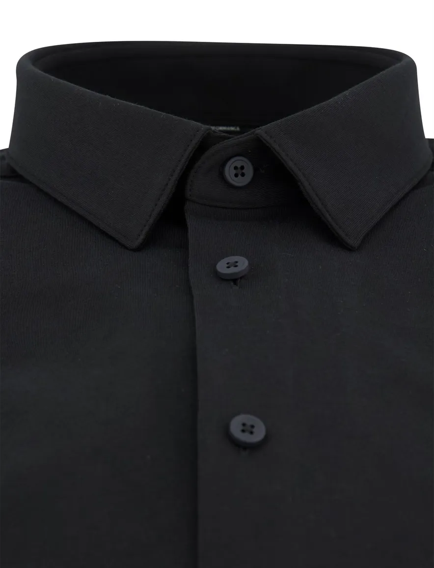 Zwart overhemd BOSS black semi-wide spread boord mouwlengte 7
