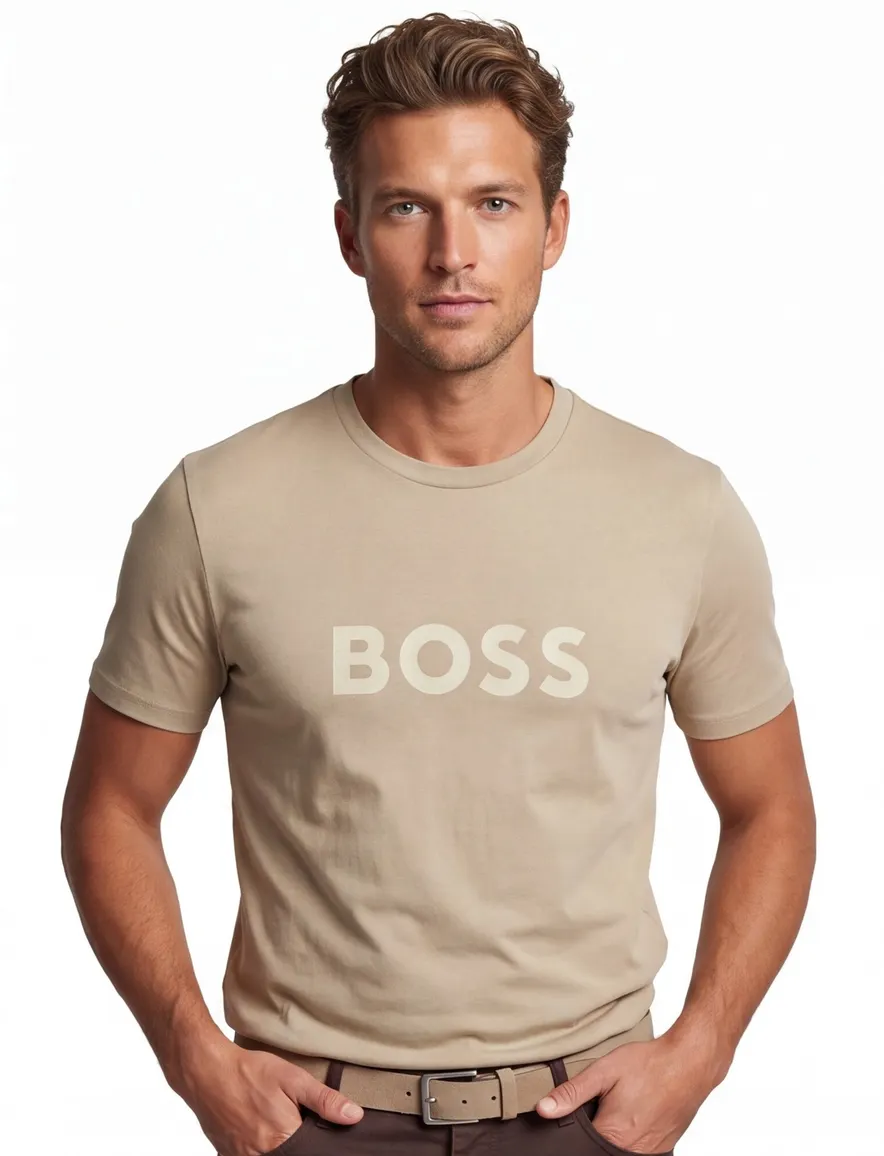 Beige t-shirt BOSS Black sun protection
