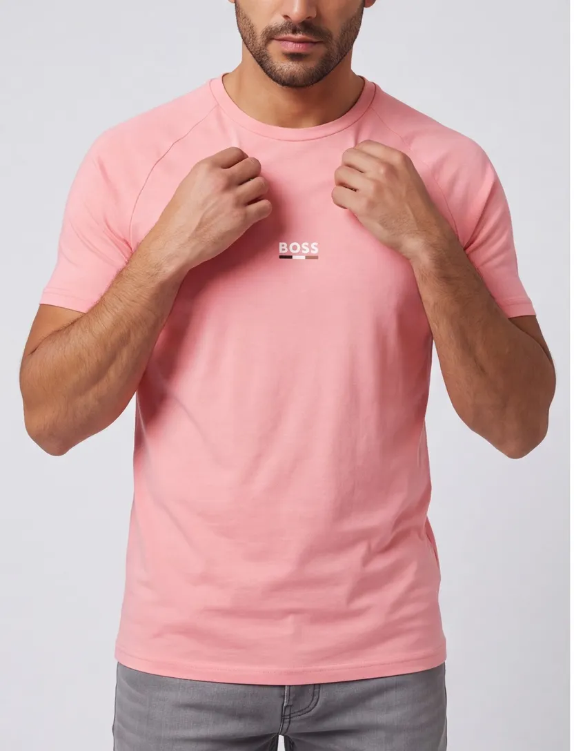 T-shirt BOSS Black roze beach katoen