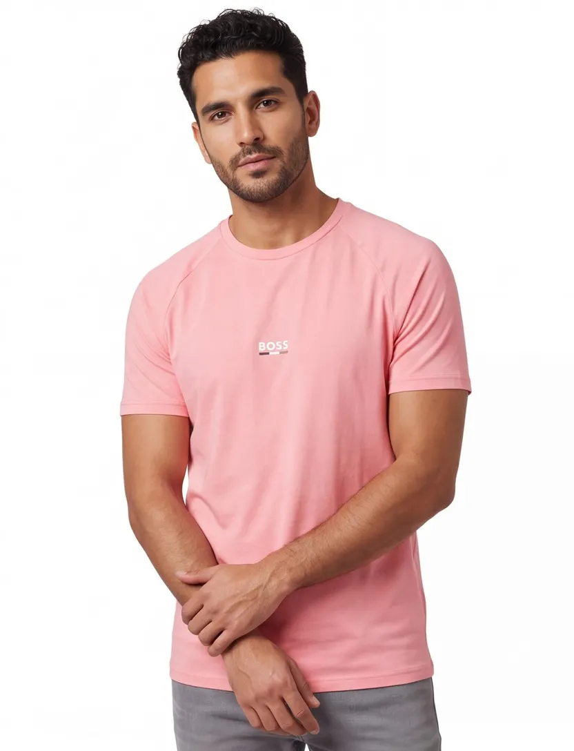T-shirt BOSS Black roze beach katoen