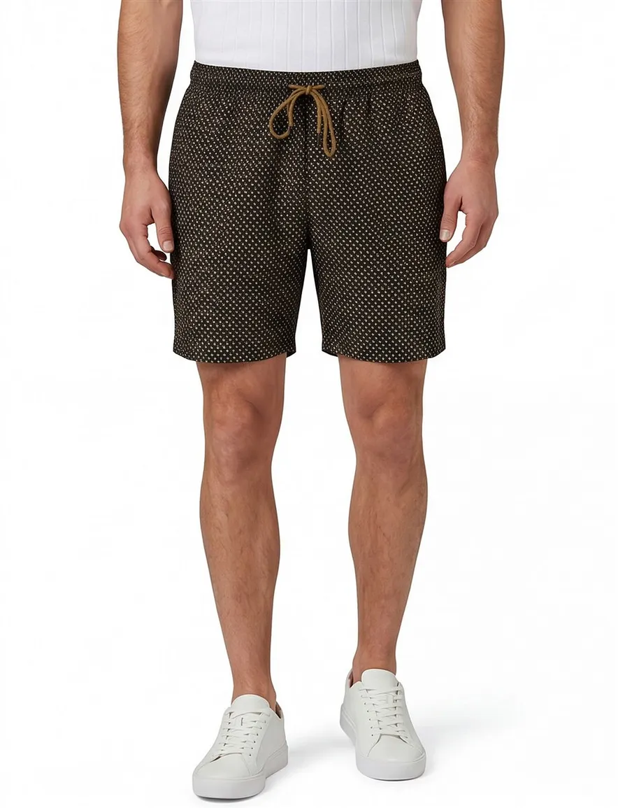 BOSS Black Beach Vibe zwart zwemshort met print