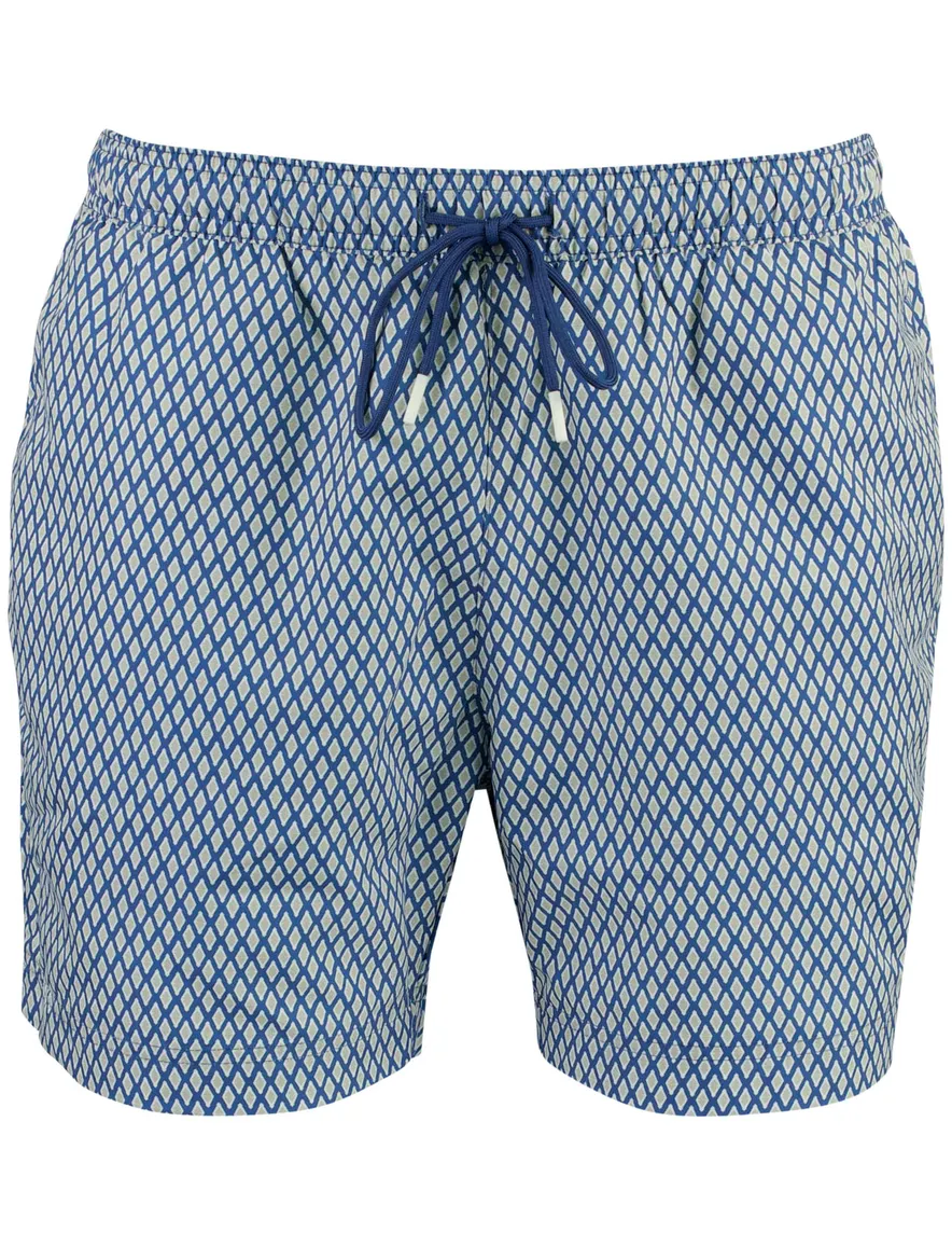 Boss Black zwembroek lichtblauw ruit print