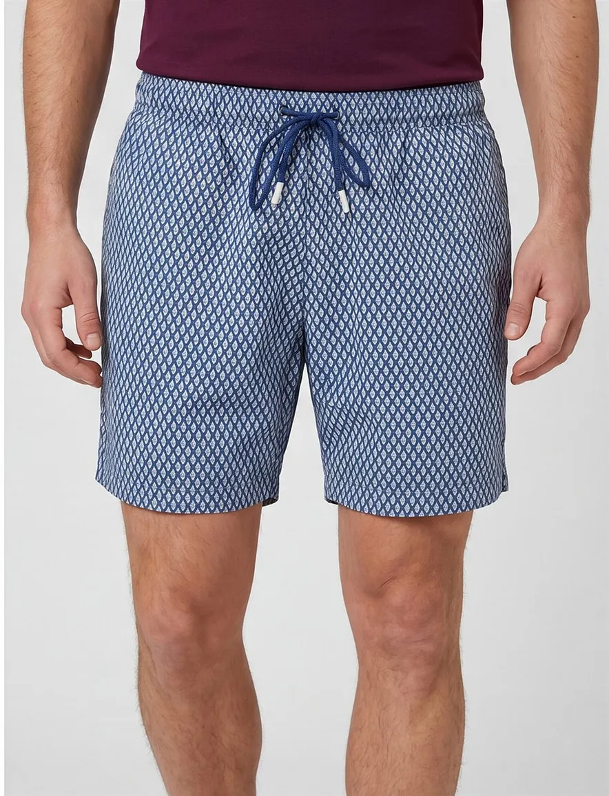 BOSS Black Beach Vibe donkerblauw zwemshort met print