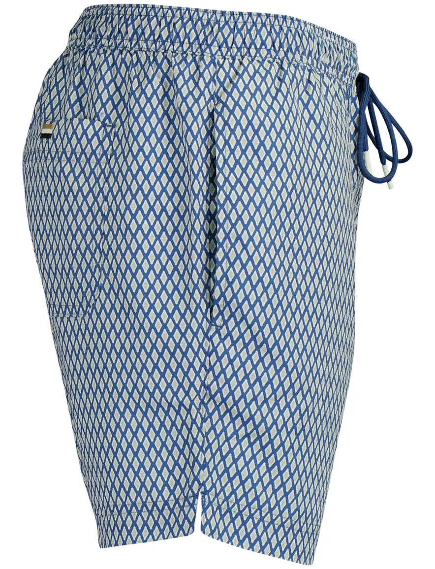 Boss Black zwembroek lichtblauw ruit print