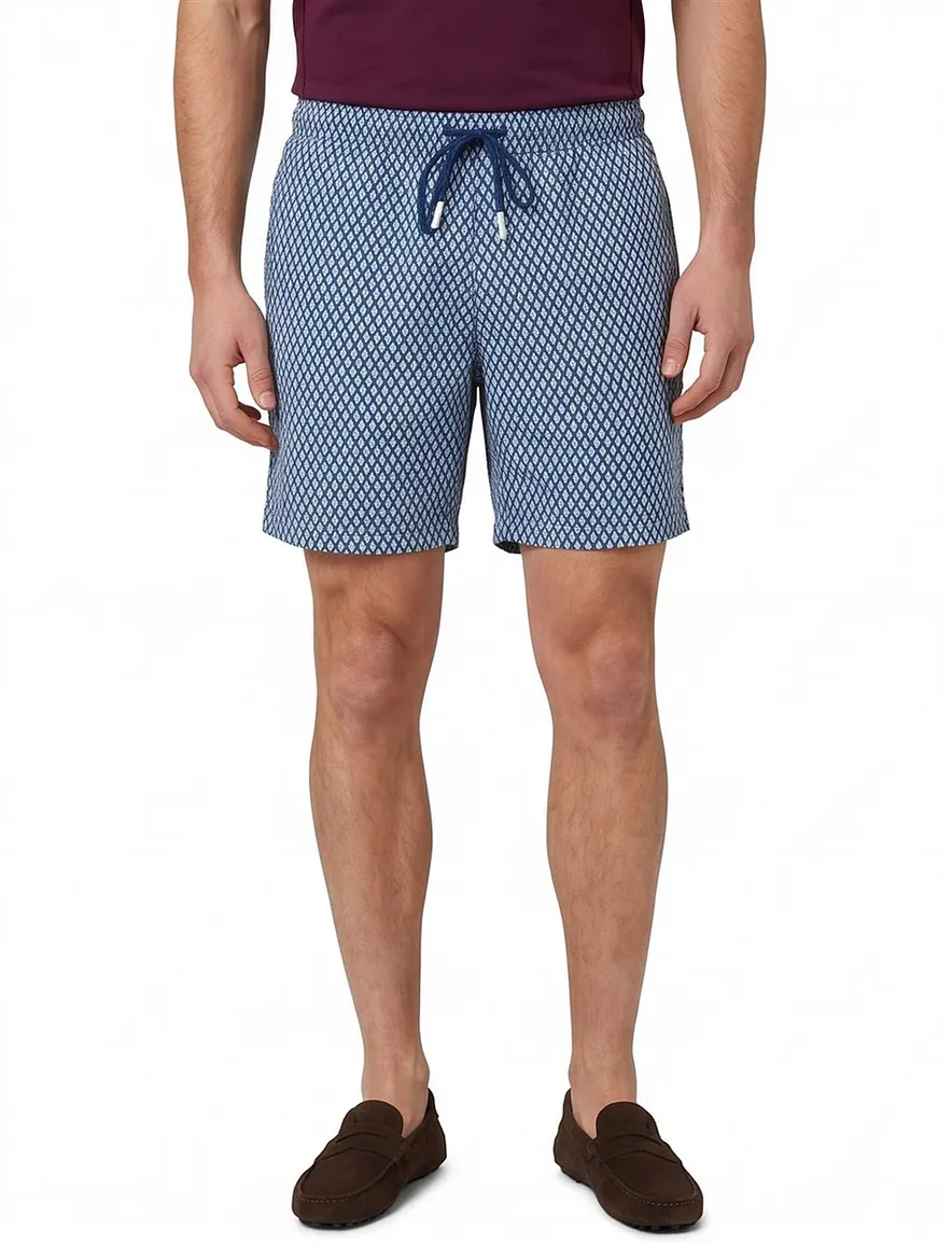BOSS Black Beach Vibe donkerblauw zwemshort met print