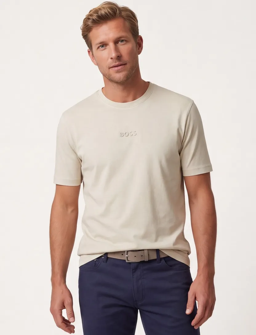 BOSS Green t-shirt beige 100% katoen