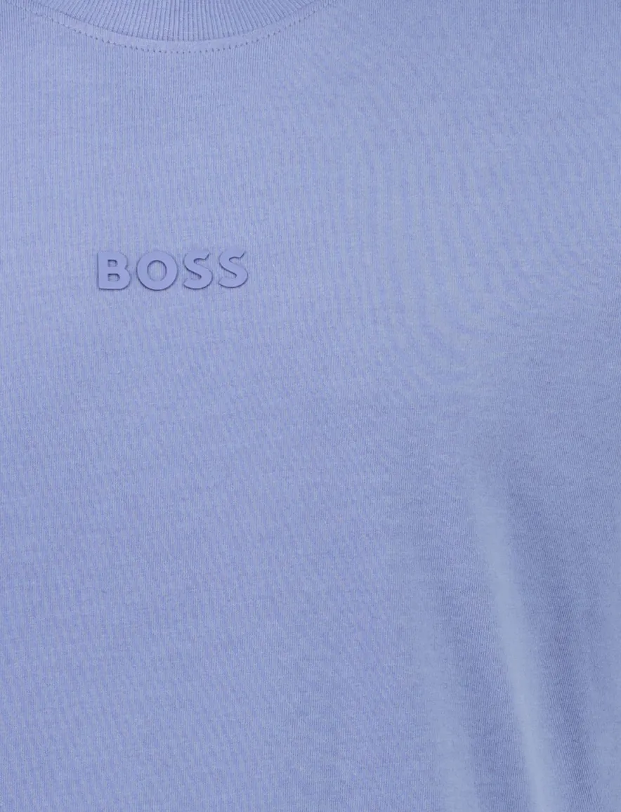 T-shirt BOSS Green blauw katoen normale fit