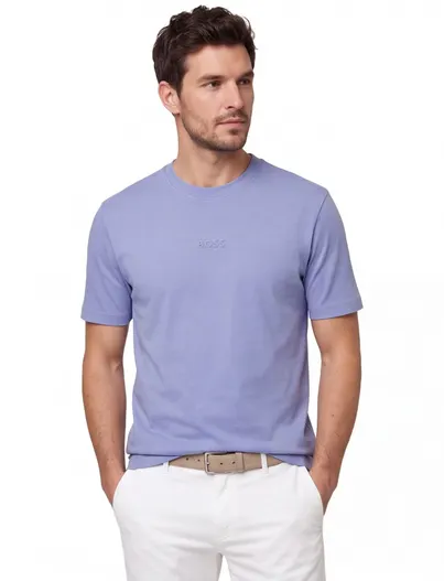 Hugo Boss T-shirt BOSS Green blauw katoen normale fit