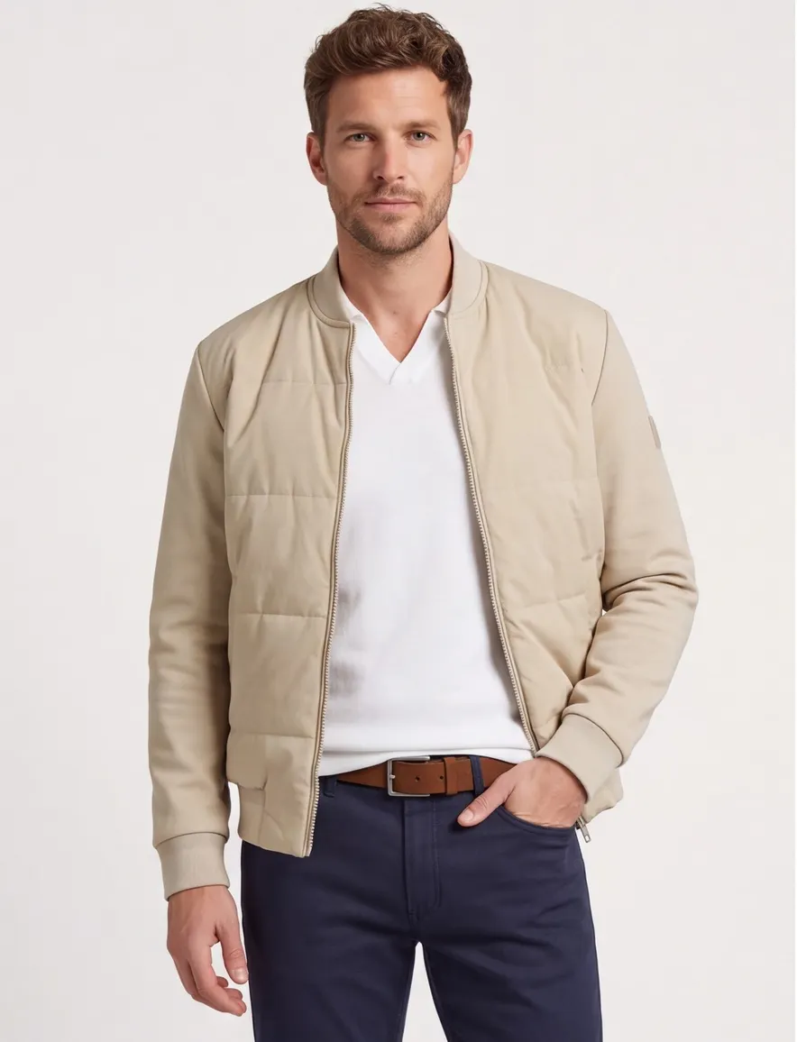 Jassen BOSS Black beige katoen normale fit
