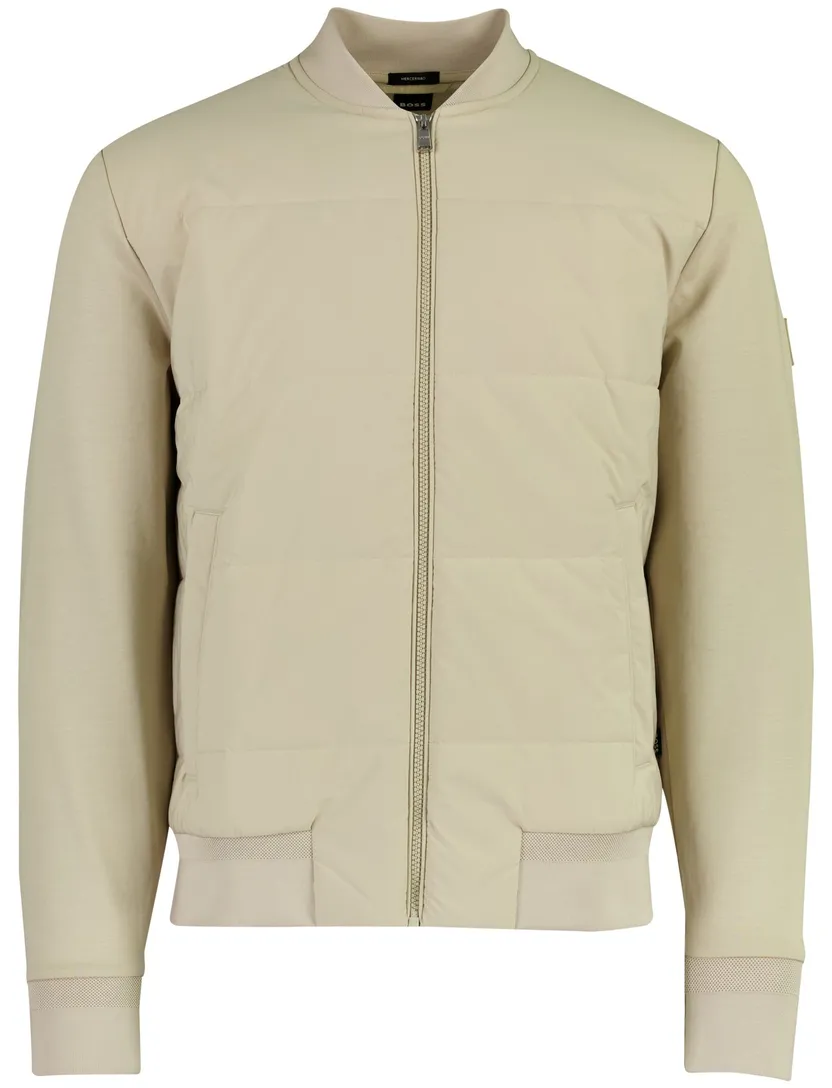 BOSS Black blazer beige katoen gevoerd