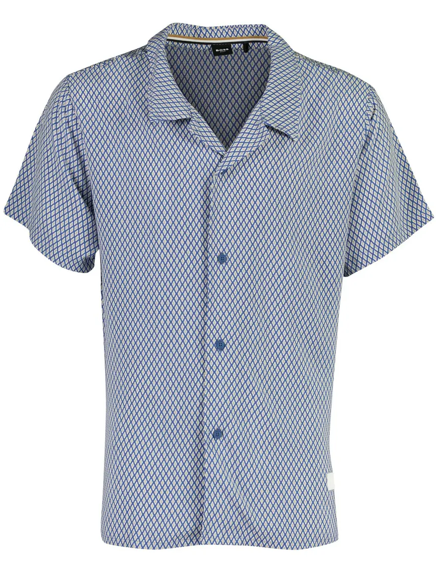 Overhemd BOSS Black blauw met patroon