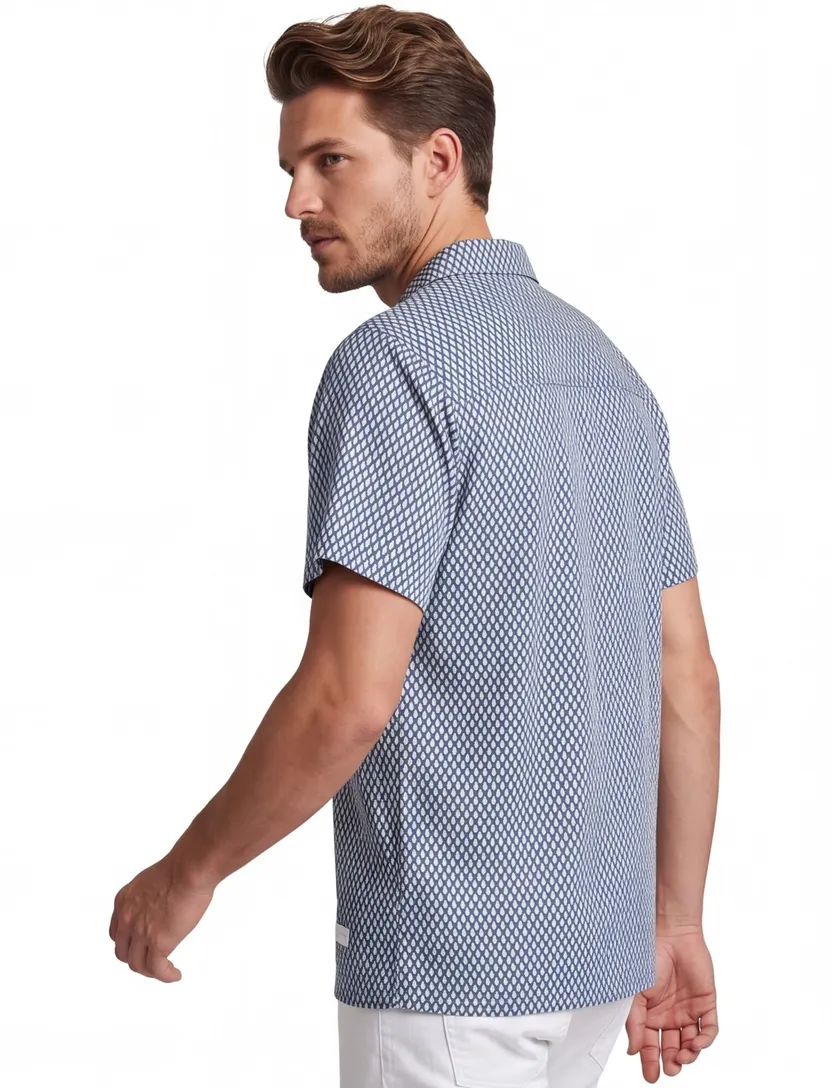 Hugo Boss BOSS Black overhemd blauw patroon