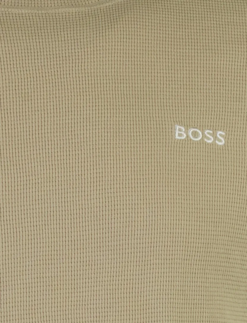 T-shirt BOSS black ronde hals beige waffel textuur