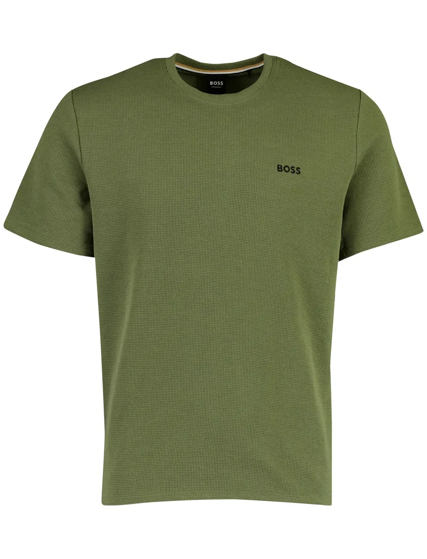 T-shirt BOSS Black Homewear donkergroen structuur