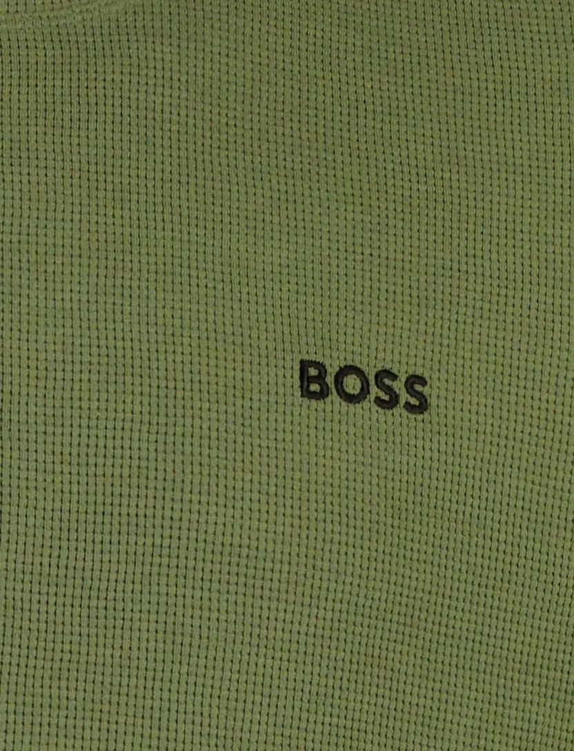T-shirt BOSS Black Homewear donkergroen structuur